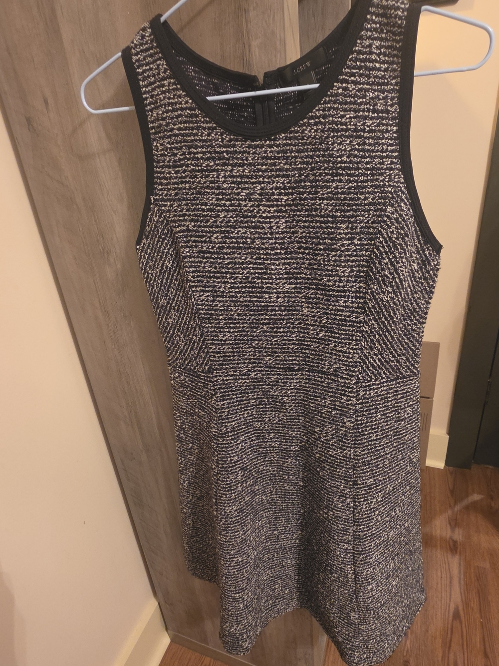 J. Crew Black and White Sleeveless Knit A-Line Dress